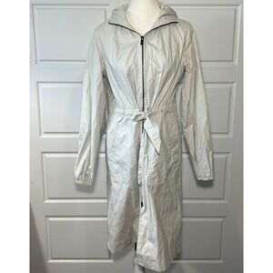 A New Day Hooded Raincoat‎ Trench Coat Beige Drawstring Waist Lightweight XS